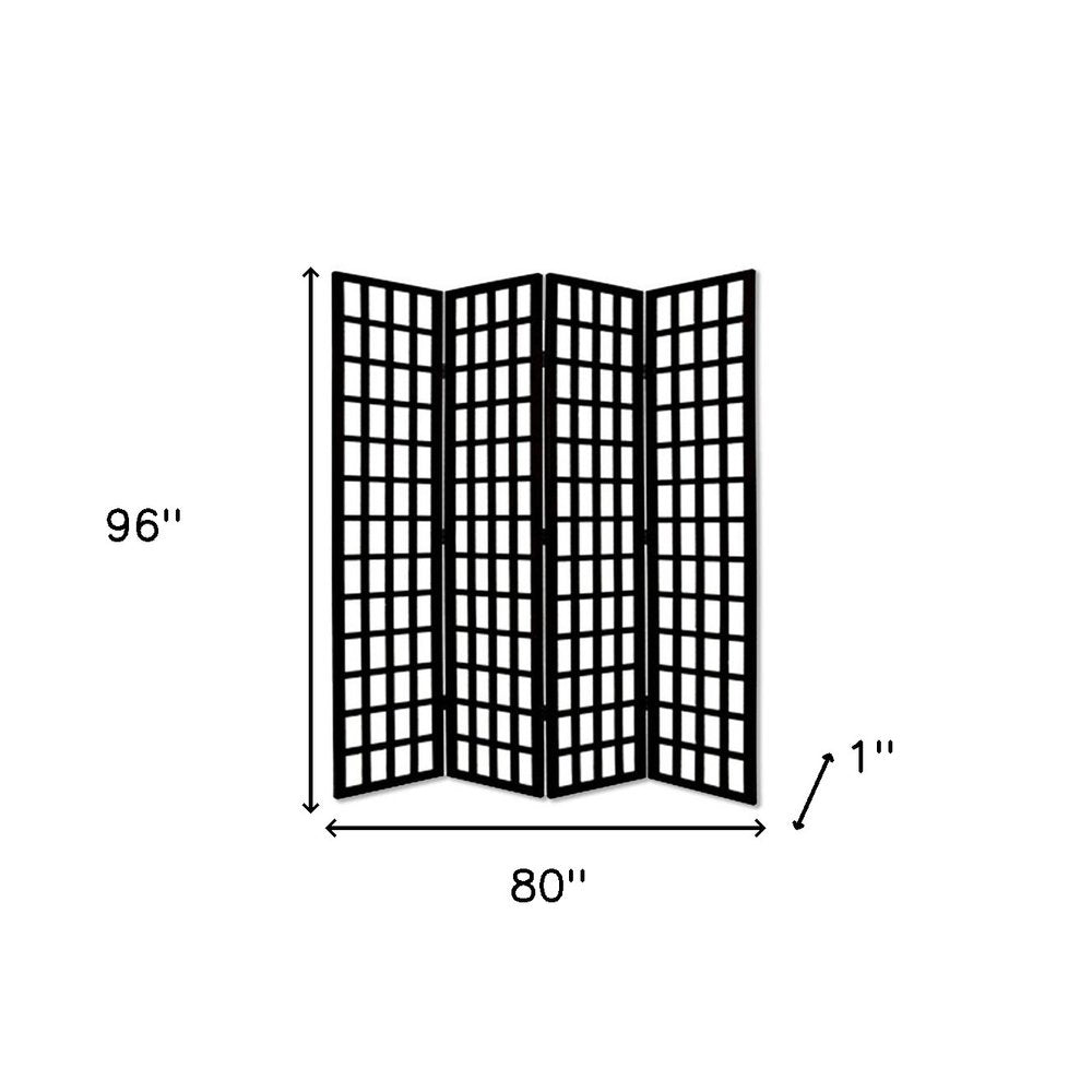96" Black And White Folding Four Panel Screen Room Divider HomeRoots