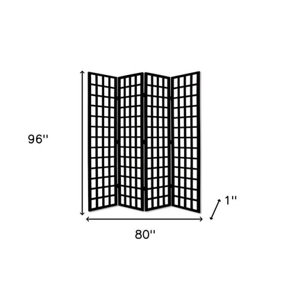 96" Black And White Folding Four Panel Screen Room Divider HomeRoots