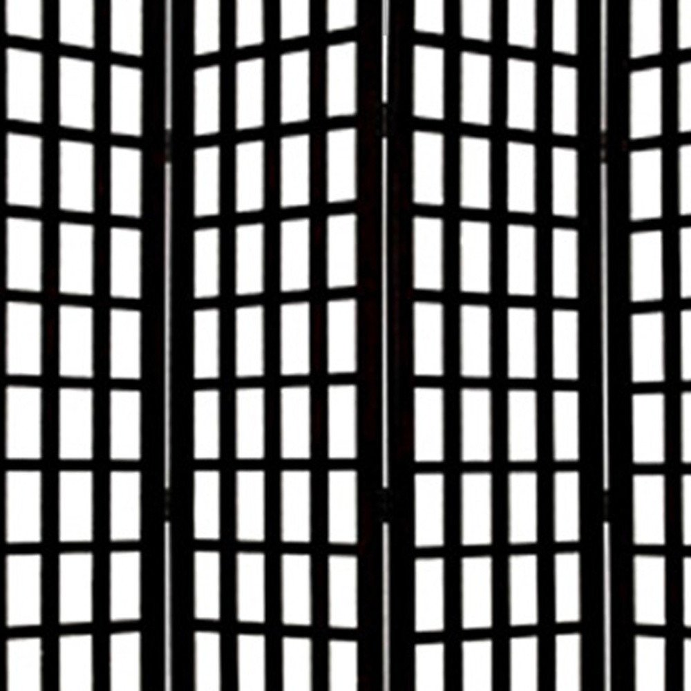 96" Black And White Folding Four Panel Screen Room Divider HomeRoots
