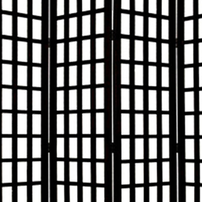 96" Black And White Folding Four Panel Screen Room Divider HomeRoots