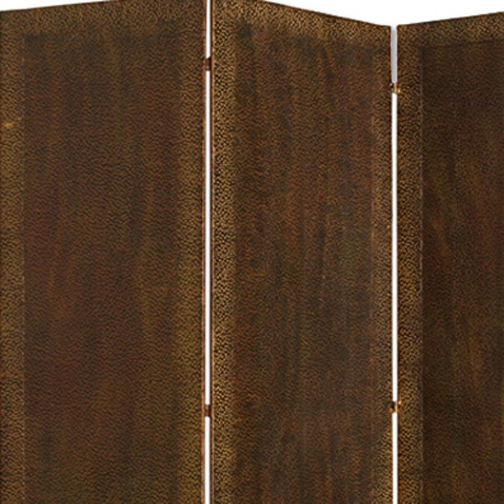 72" Bronze Folding Three Panel Screen Room Divider HomeRoots