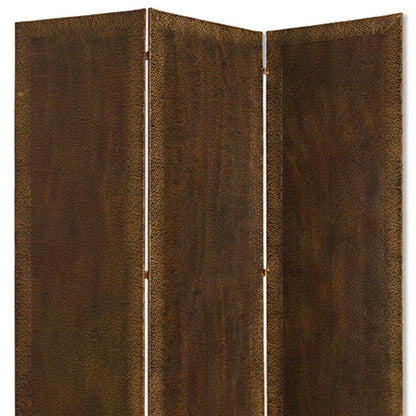 72" Bronze Folding Three Panel Screen Room Divider HomeRoots