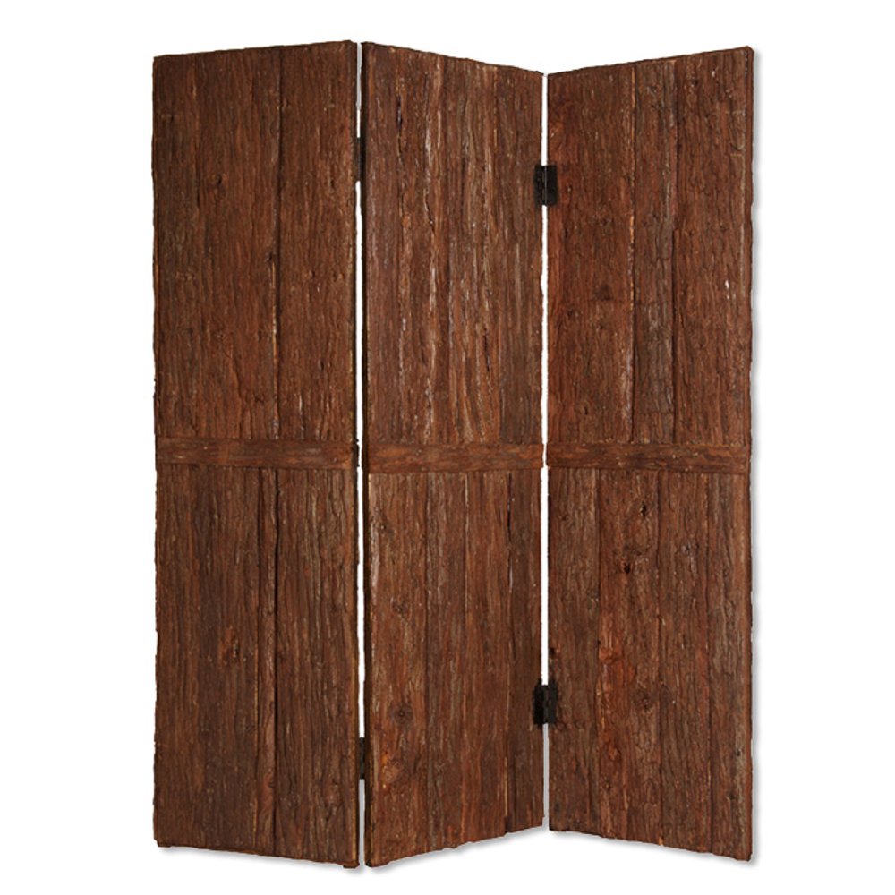 72" Brown Wood Folding Three Panel Screen Room Divider HomeRoots