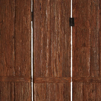 72" Brown Wood Folding Three Panel Screen Room Divider HomeRoots