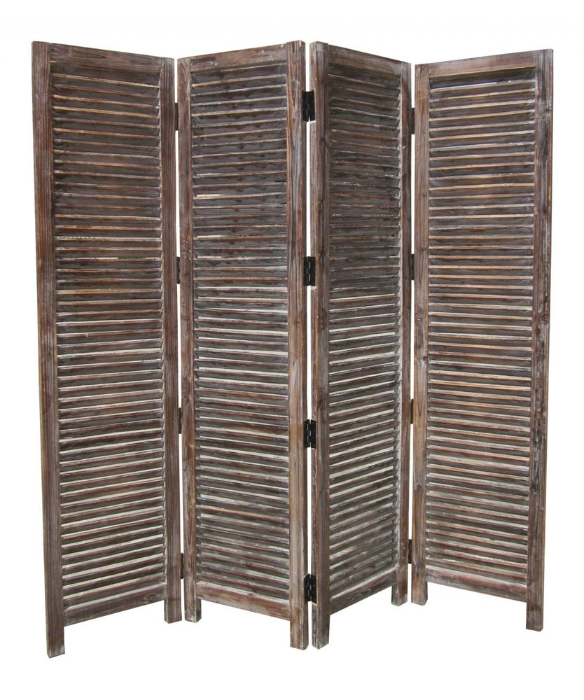 84" Brown Wood Folding Four Panel Screen Room Divider HomeRoots