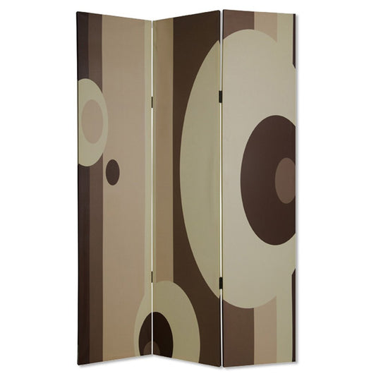72" Brown Canvas Folding Three Panel Screen Room Divider HomeRoots