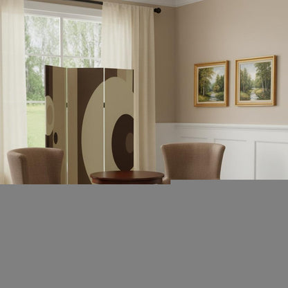 72" Brown Canvas Folding Three Panel Screen Room Divider HomeRoots