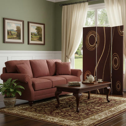 72" Brown Canvas Folding Three Panel Screen Room Divider HomeRoots