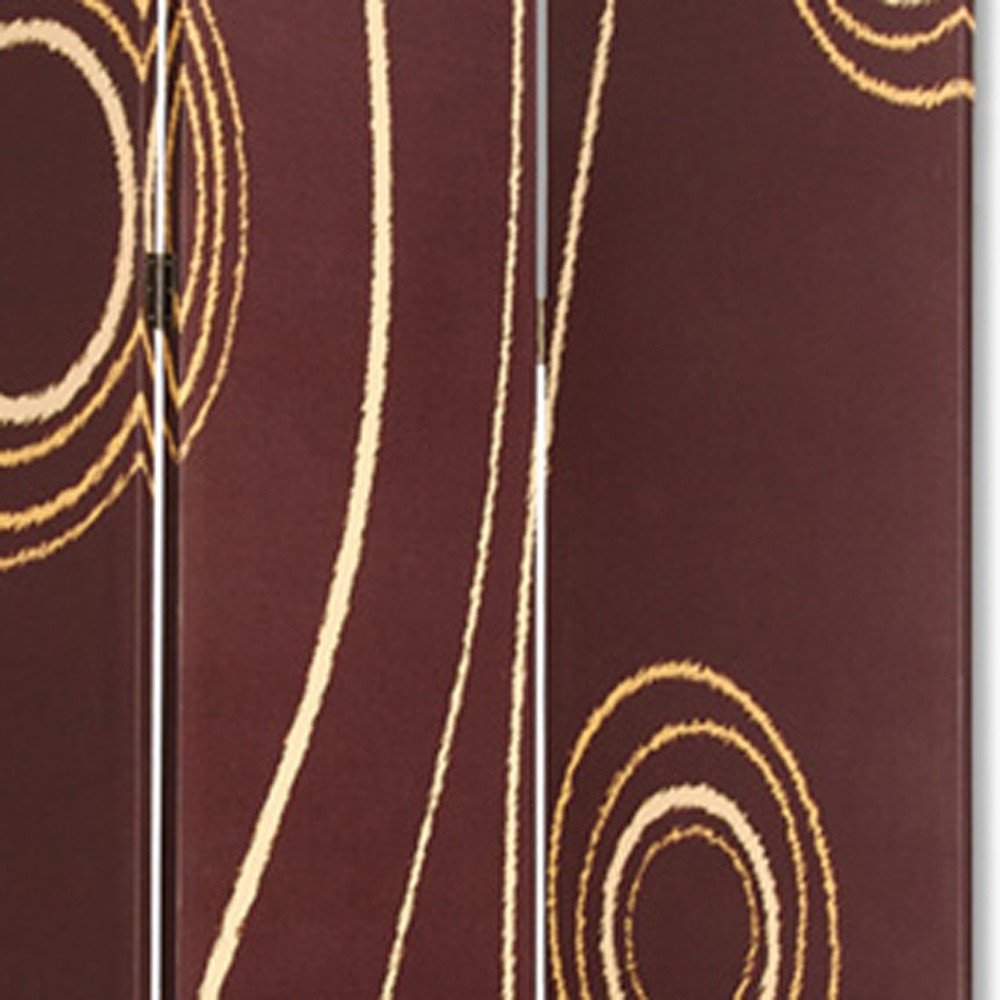 72" Brown Canvas Folding Three Panel Screen Room Divider HomeRoots