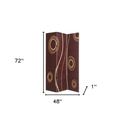 72" Brown Canvas Folding Three Panel Screen Room Divider HomeRoots