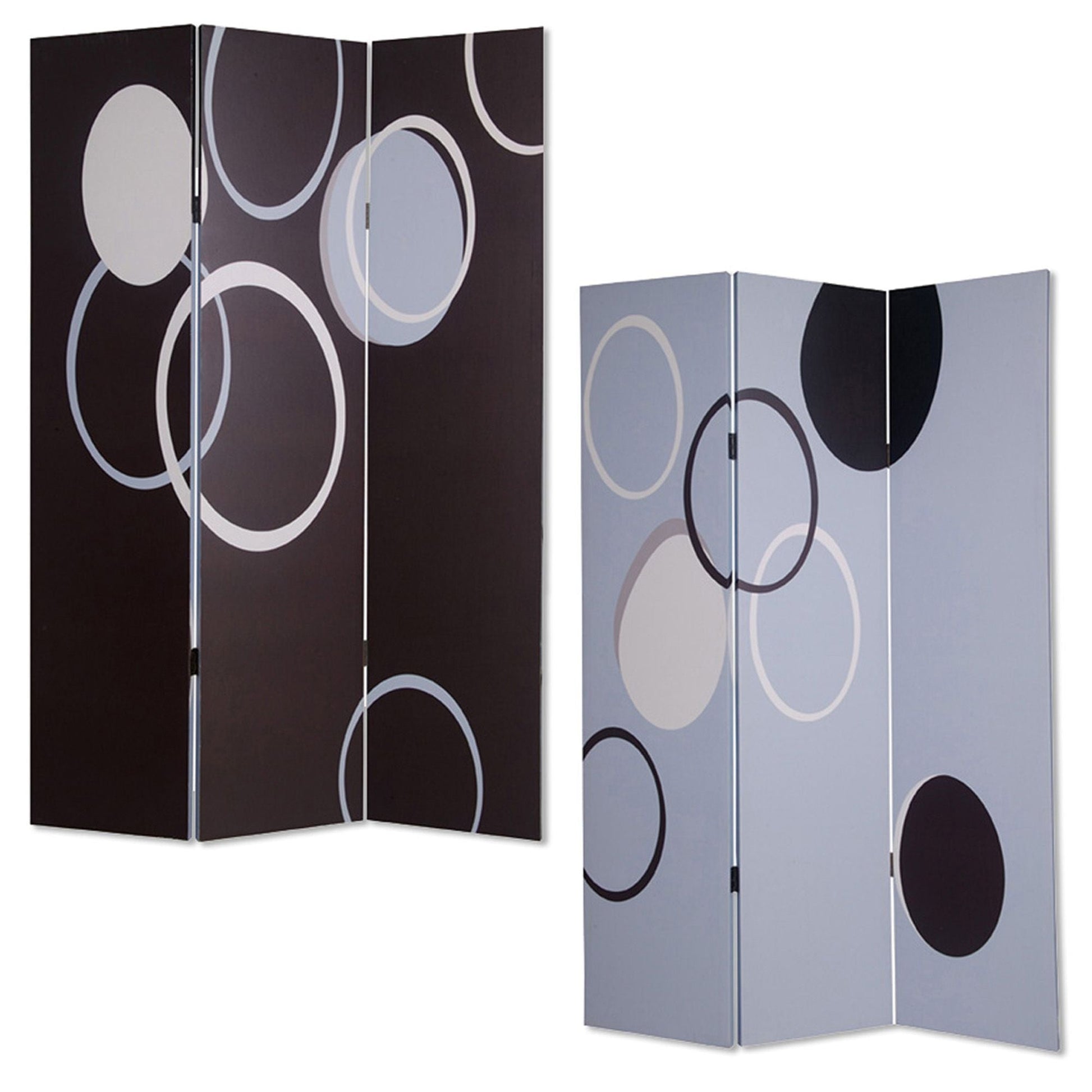 72" Black And White Canvas Folding Three Panel Screen Room Divider HomeRoots