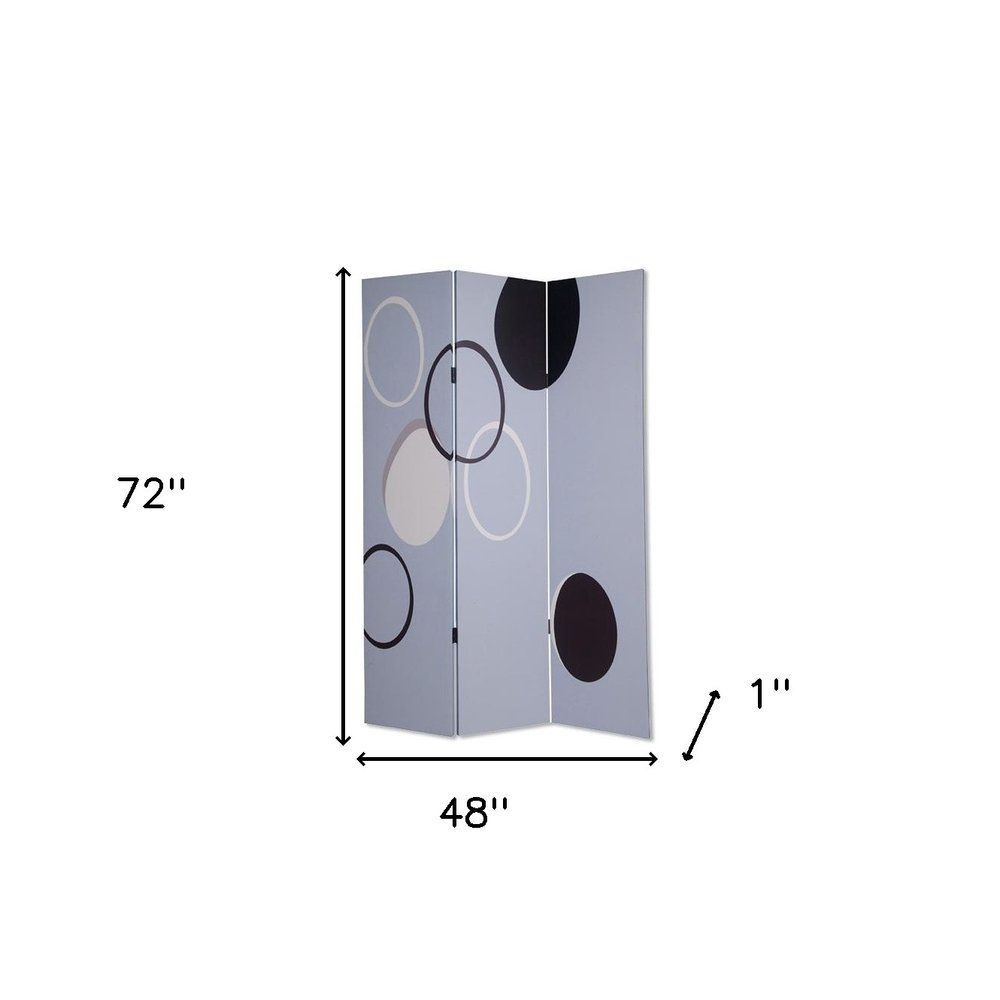 72" Black And White Canvas Folding Three Panel Screen Room Divider HomeRoots