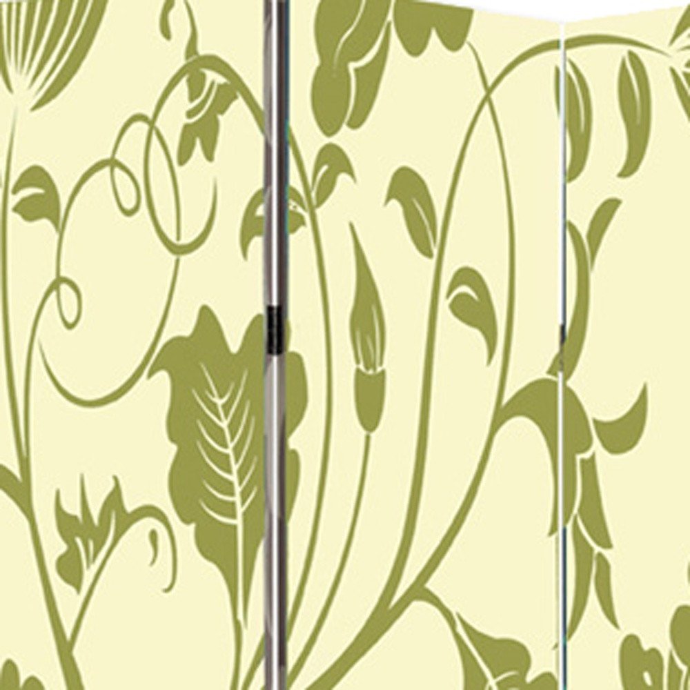 72" Green Canvas Folding Three Panel Screen Room Divider HomeRoots