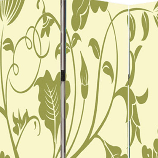 72" Green Canvas Folding Three Panel Screen Room Divider HomeRoots