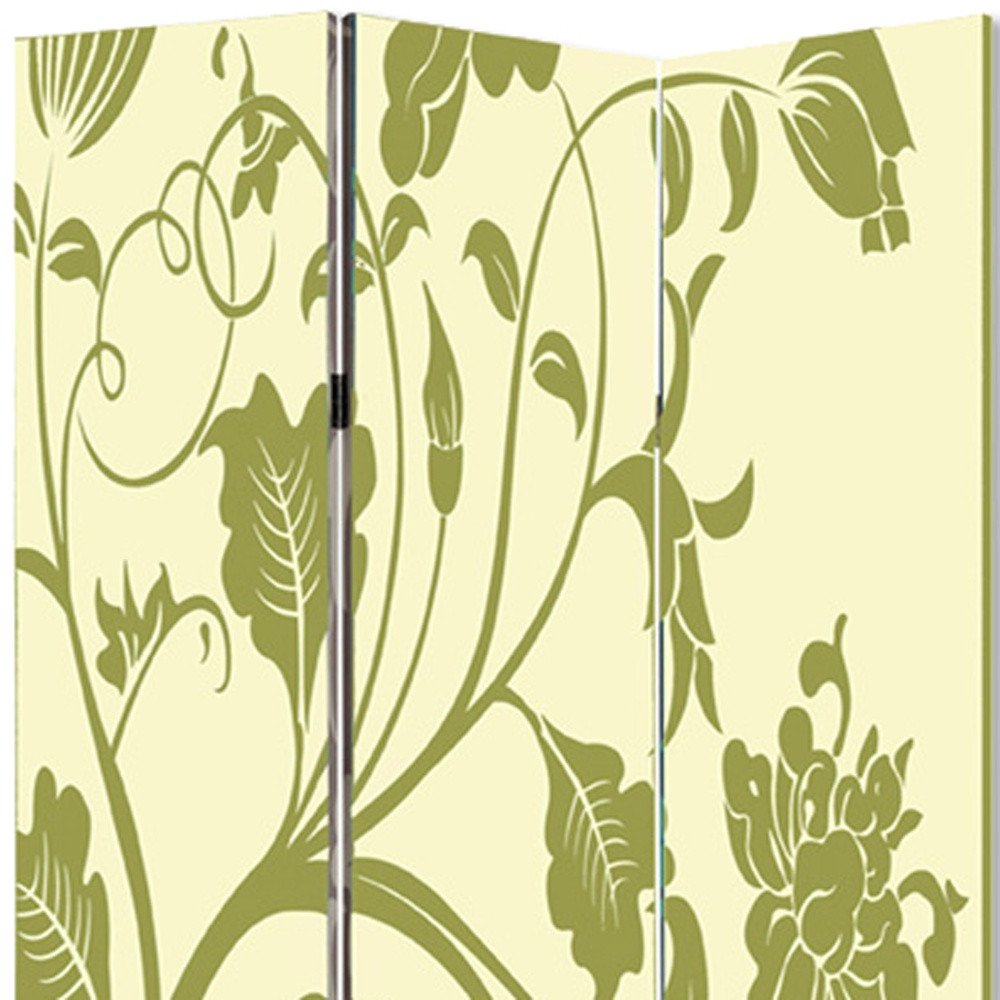 72" Green Canvas Folding Three Panel Screen Room Divider HomeRoots