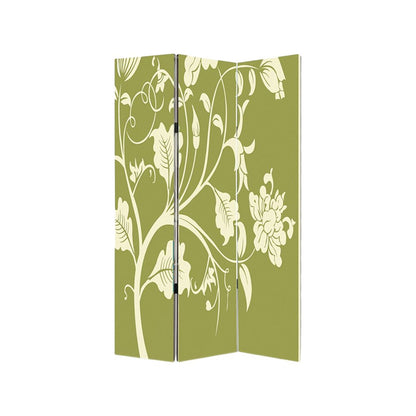 72" Green Canvas Folding Three Panel Screen Room Divider HomeRoots