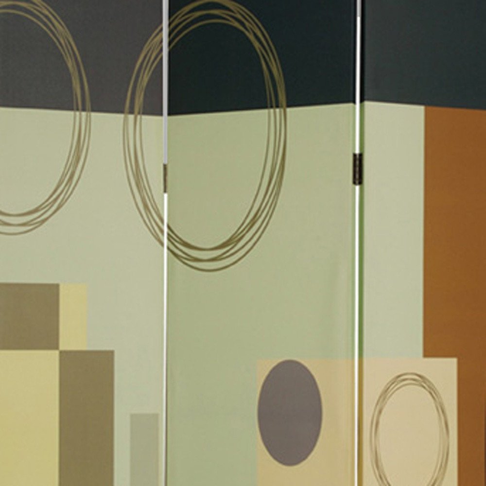 72" Green Canvas Folding Three Panel Screen Room Divider HomeRoots