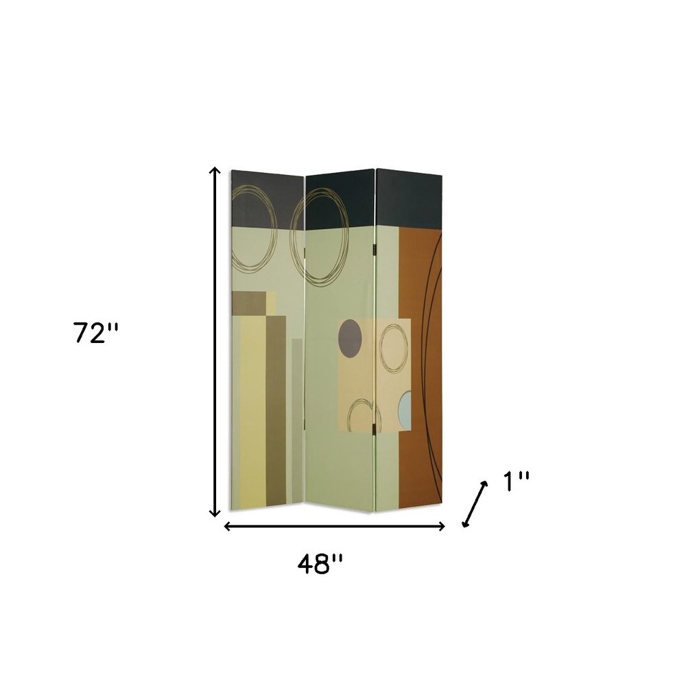 72" Green Canvas Folding Three Panel Screen Room Divider HomeRoots