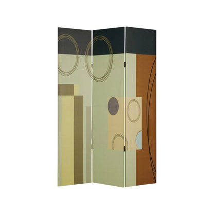 72" Green Canvas Folding Three Panel Screen Room Divider HomeRoots