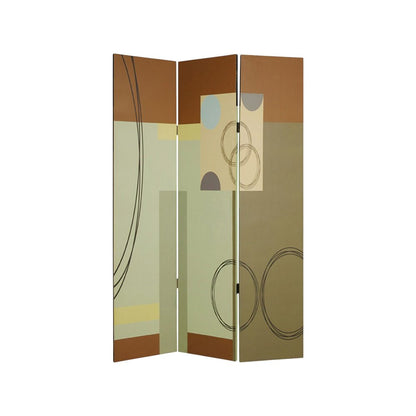 72" Green Canvas Folding Three Panel Screen Room Divider HomeRoots