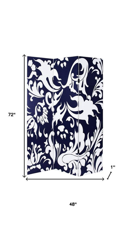 72" Black And White Canvas Folding Three Panel Screen Room Divider HomeRoots