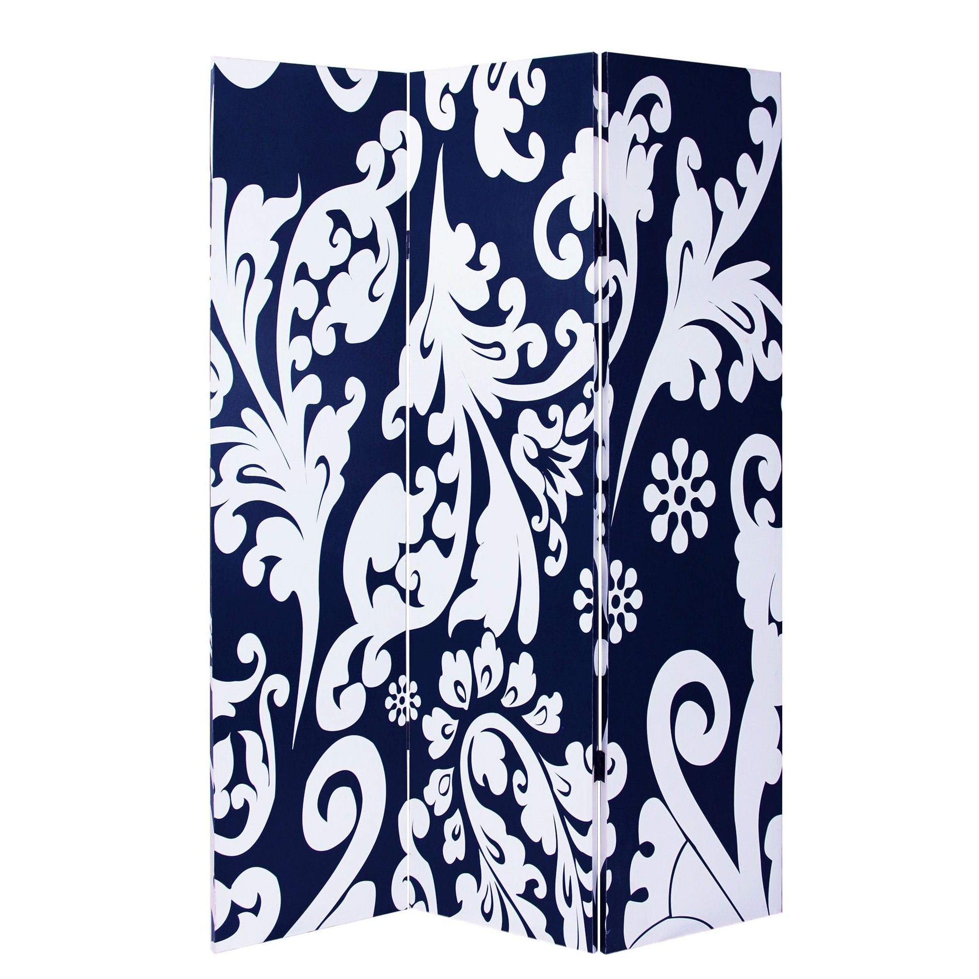 72" Black And White Canvas Folding Three Panel Screen Room Divider HomeRoots