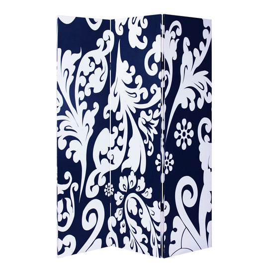 72" Black And White Canvas Folding Three Panel Screen Room Divider HomeRoots