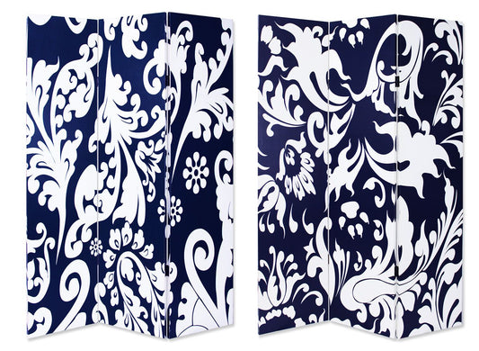 72" Black And White Canvas Folding Three Panel Screen Room Divider HomeRoots