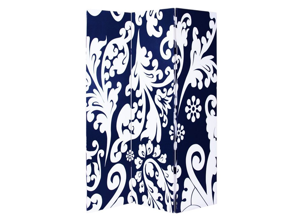 72" Black And White Canvas Folding Three Panel Screen Room Divider HomeRoots