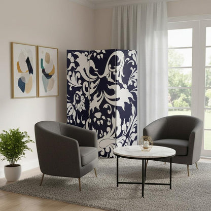 72" Black And White Canvas Folding Three Panel Screen Room Divider HomeRoots
