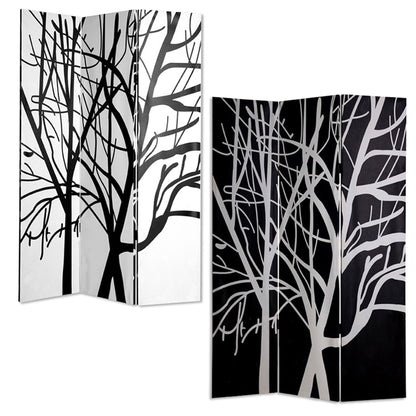 72" Black And White Canvas Folding Three Panel Screen Room Divider HomeRoots