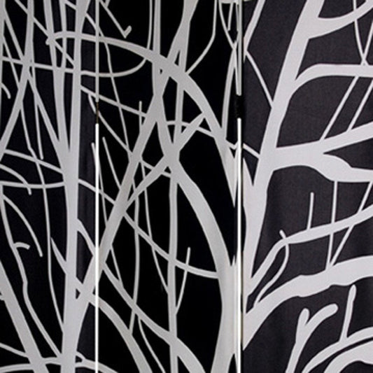 72" Black And White Canvas Folding Three Panel Screen Room Divider HomeRoots