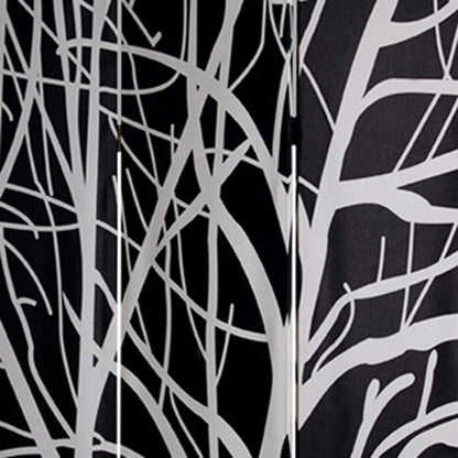 72" Black And White Canvas Folding Three Panel Screen Room Divider HomeRoots