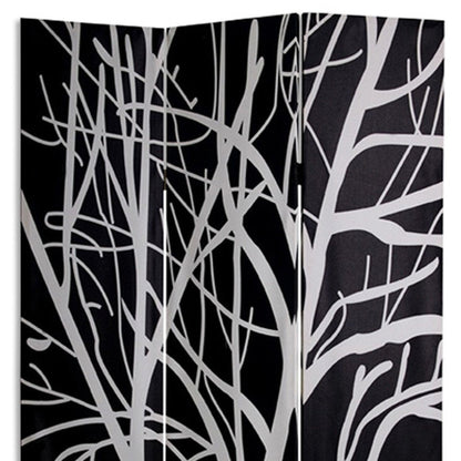 72" Black And White Canvas Folding Three Panel Screen Room Divider HomeRoots