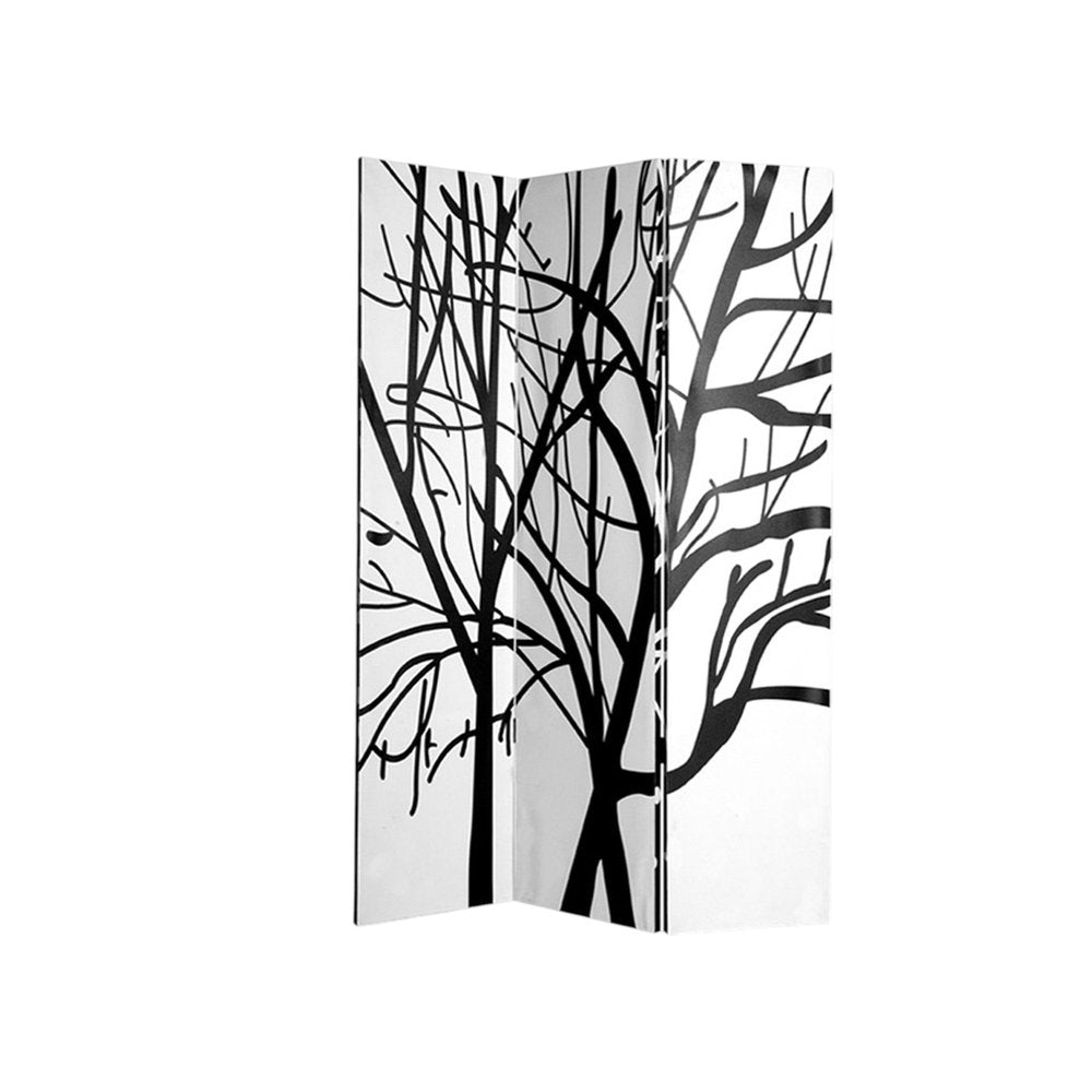72" Black And White Canvas Folding Three Panel Screen Room Divider HomeRoots