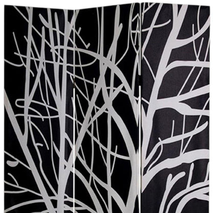 72" Black And White Canvas Folding Three Panel Screen Room Divider HomeRoots