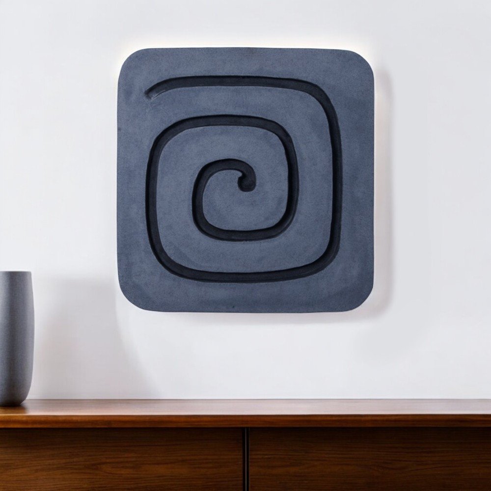 19" X 19" Gray and Black Geometric Sandstone Hanging Dimensional Sculpture — view 6