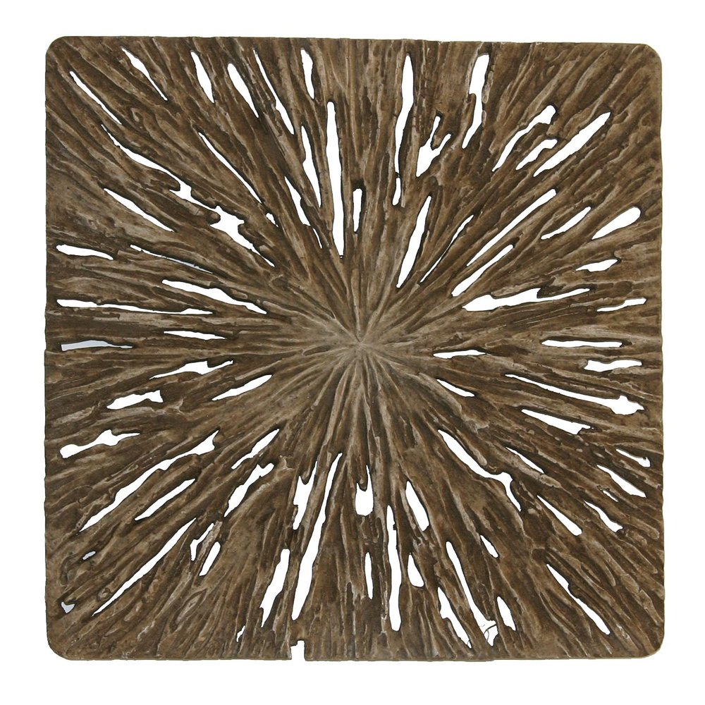 19" X 19" X 2" Brown Square Rotten Wood  Wall Decor — view 1