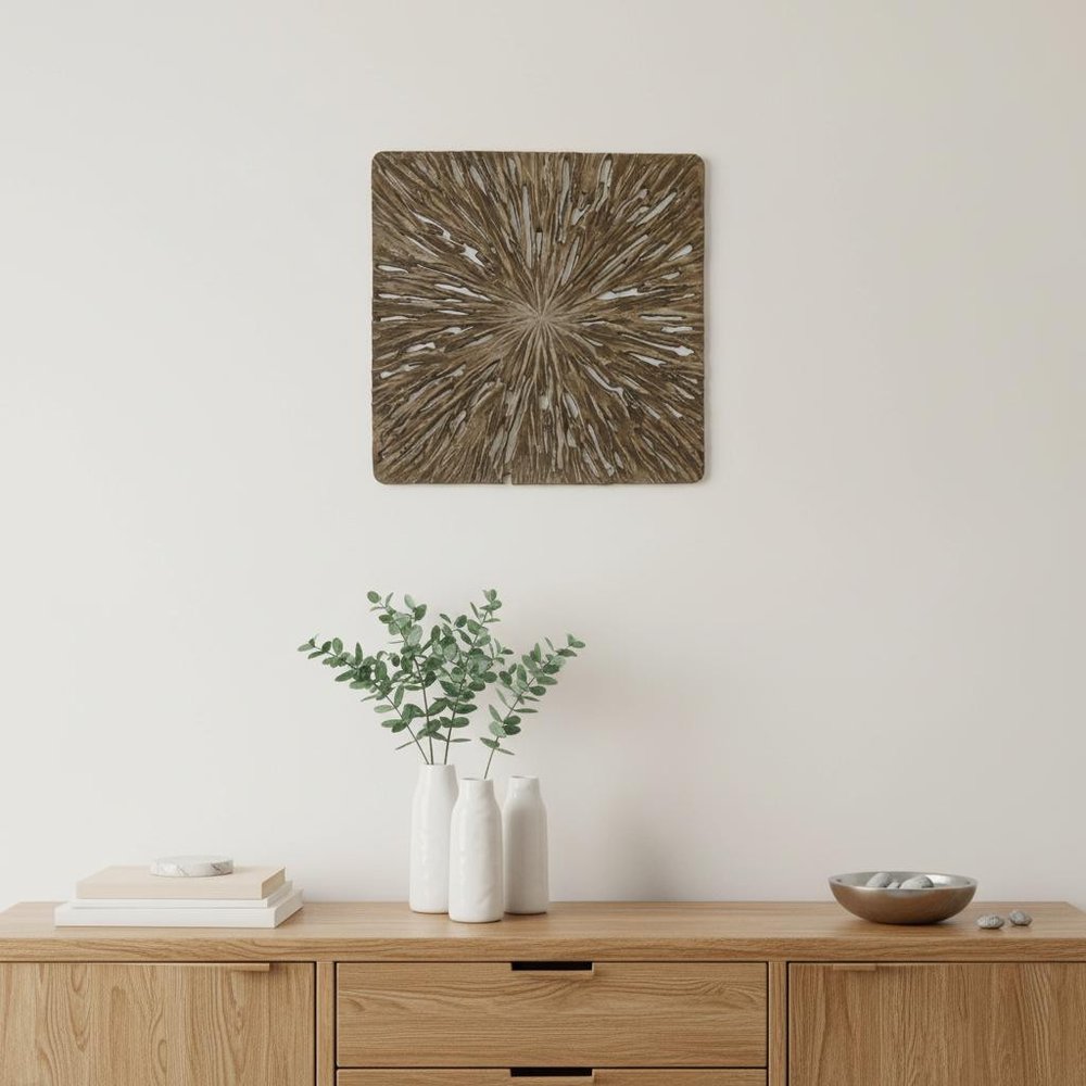 19" X 19" X 2" Brown Square Rotten Wood  Wall Decor — view 7