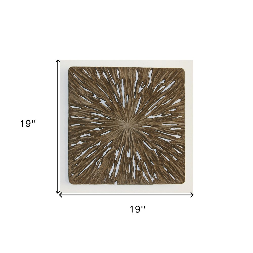 19" X 19" X 2" Brown Square Rotten Wood  Wall Decor — view 4