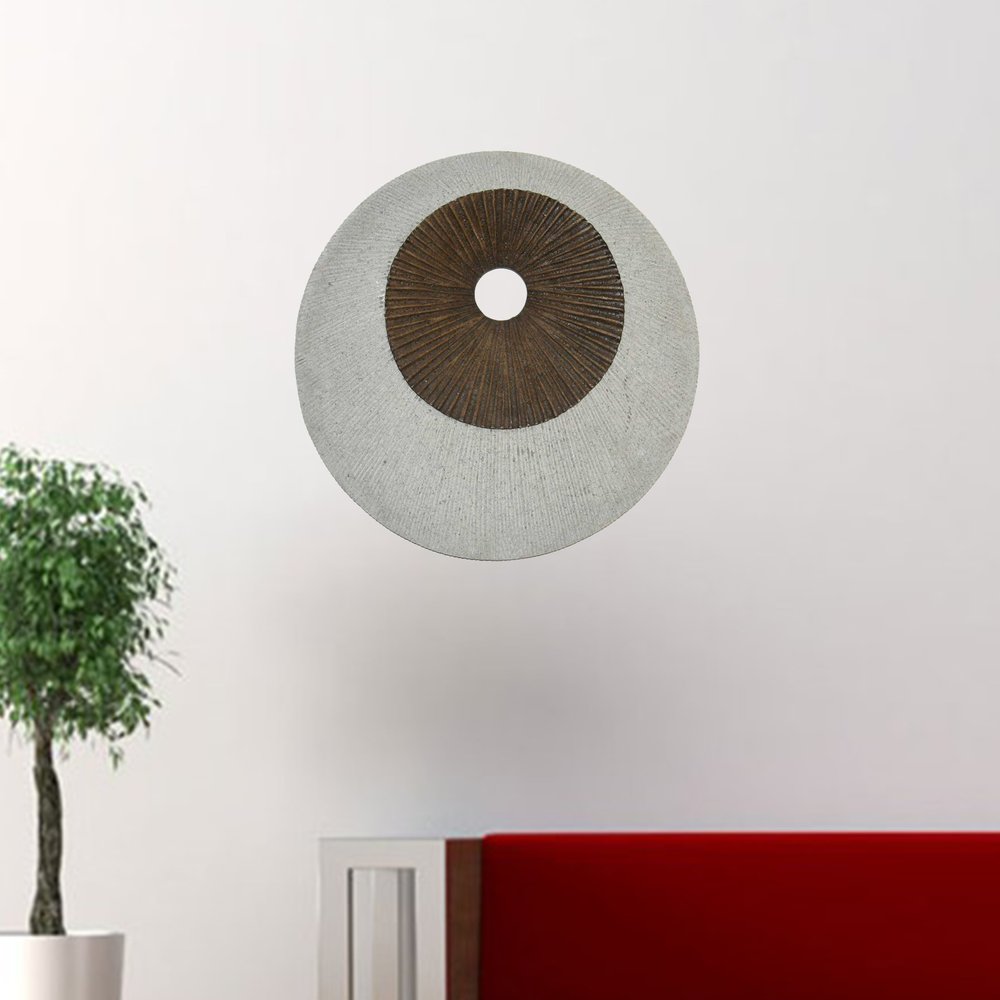 27" X 27" X 3" Brown & Gray Round Double Layer Ribbed  Wall Decor — view 2