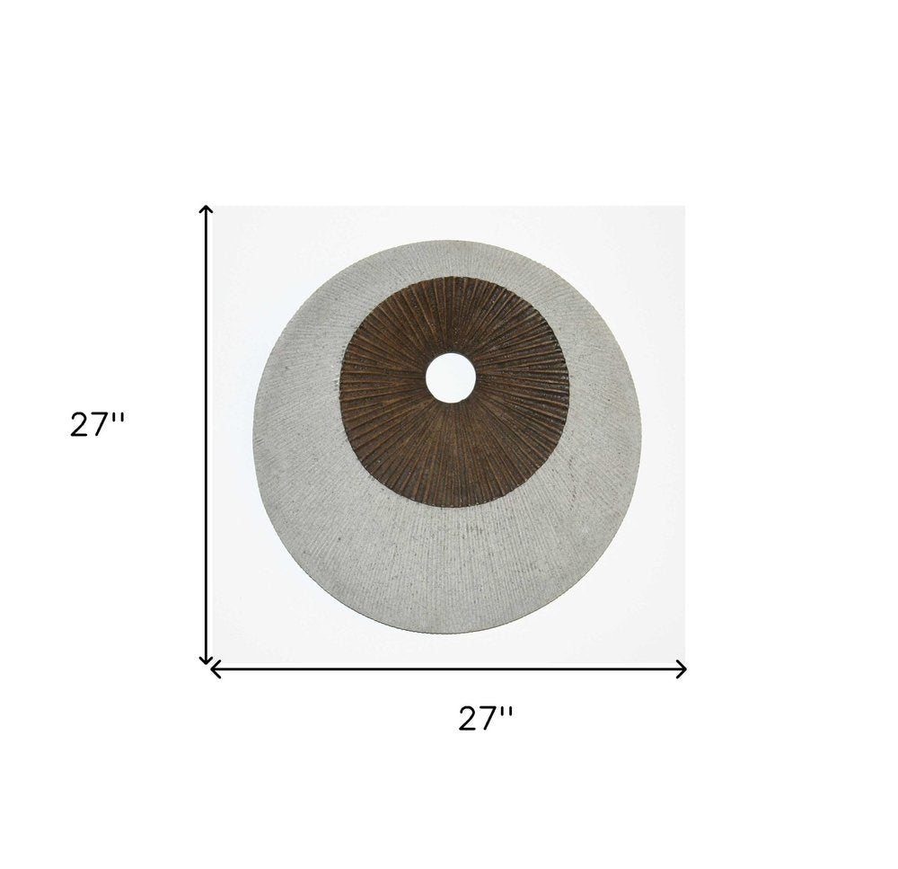 27" X 27" X 3" Brown & Gray Round Double Layer Ribbed  Wall Decor — view 3