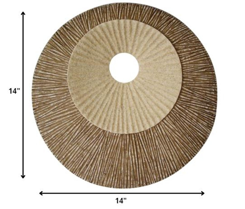 14" X 14" X 2" Brown Round Ribbed  Wall Plaque — view 2