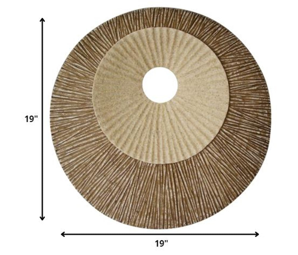 19" X 19" X 2.5" Brown Round Double Layer Ribbed  Wall Plaque — view 2