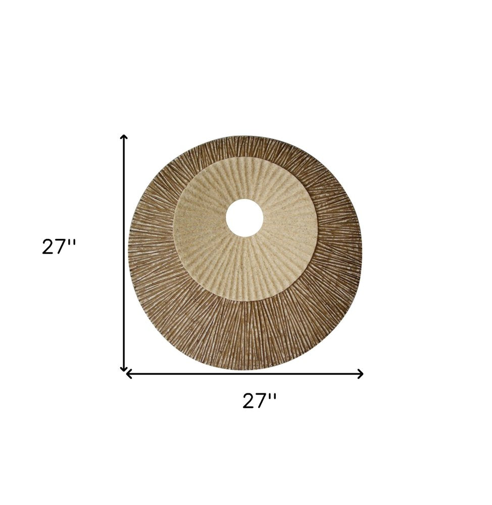27" X 27"X 3" Brown Round Double Layer Ribbed  Wall Plaque — view 5