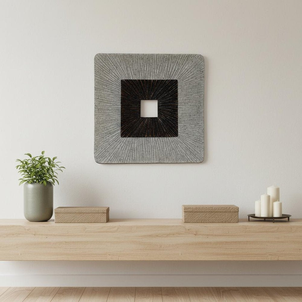 Brown & Gray Square Ribbed Minimalistic Wall Art — view 6