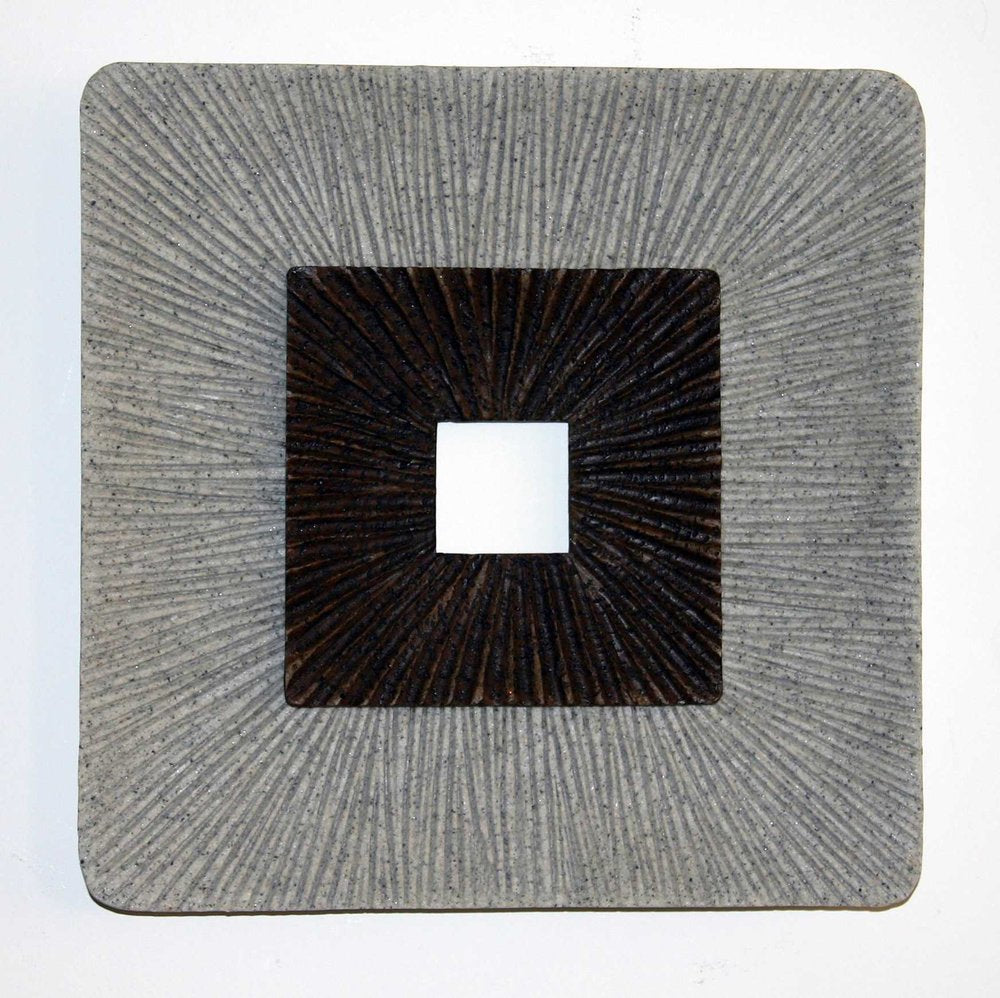 19" X 19" X 2.5" Modern Brown And Gray Ribbed Square Wall Art — view 1
