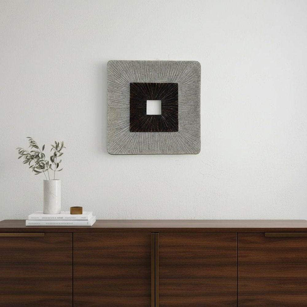 19" X 19" X 2.5" Modern Brown And Gray Ribbed Square Wall Art — view 6