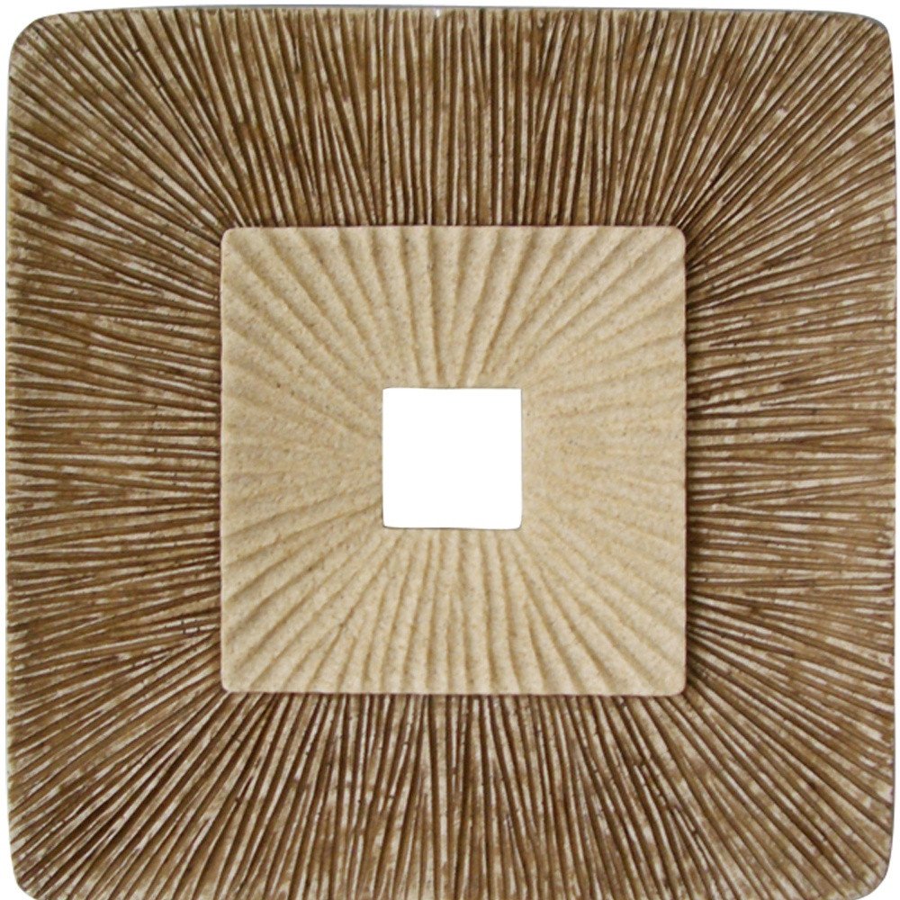 Set of Two Brown Abstract Geometric Sandstone Square Hanging Wall Decor — view 4