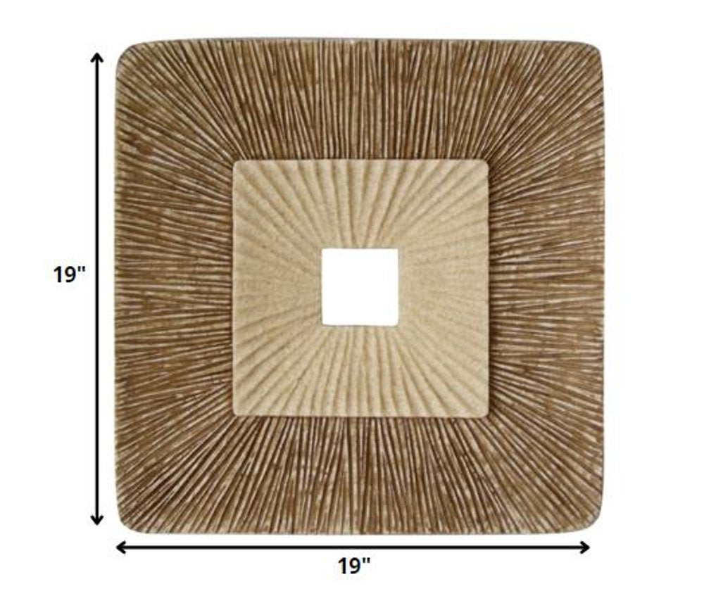 19" X 19" Brown Geometric Sandstone Square Hanging Wall Decor — view 2